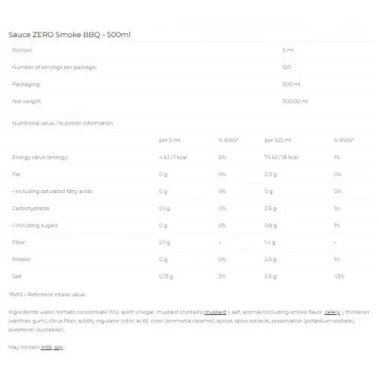 6PAK Nutrition Sauce Zero - Smoke BBQ