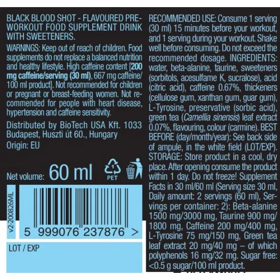 Biotech USA Black Blood Shot Box / 20 x 60 ml