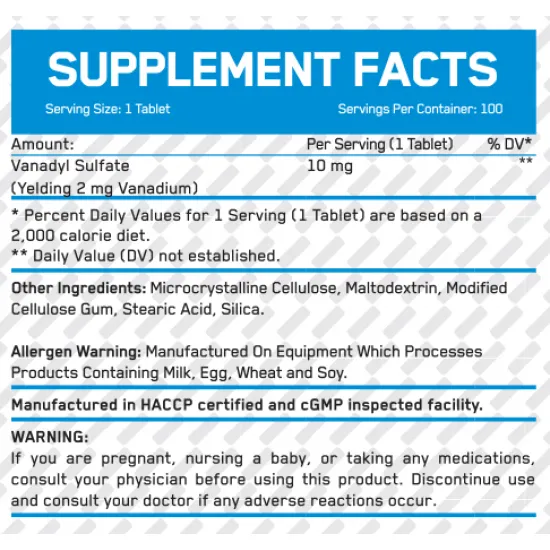 Everbuild Vanadyl Sulfate 10mg / 100 Tabs