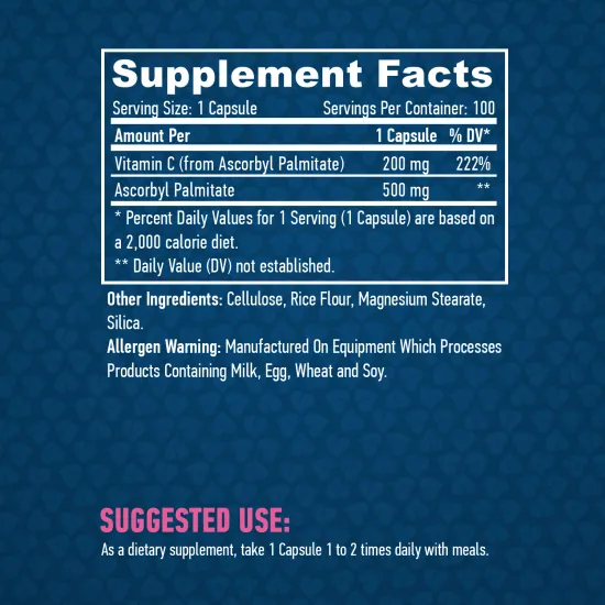 HAYA LABS Ascorbyl Palmitate 500 mg / 100 Caps