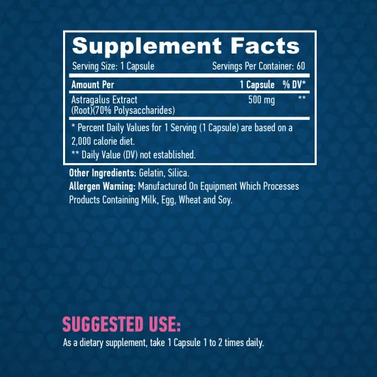 HAYA LABS Astragalus 500 mg / 60 Caps