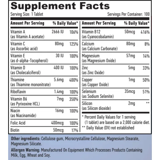 HAYA LABS Basic Adult Multivitamin / 100 Tabs