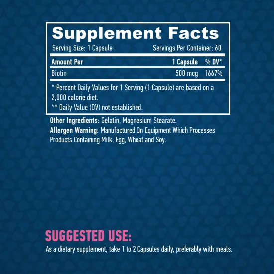 HAYA LABS Biotin 500 mcg / 60 Caps