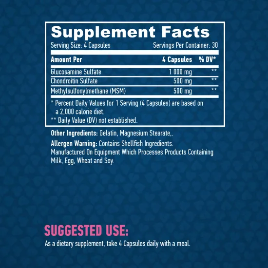HAYA LABS Glucosamine Chondroitin & MSM Complex 120 / 240 Caps