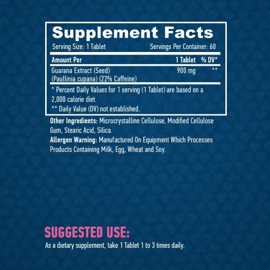 HAYA LABS Guarana 900 mg / 60 Tabs