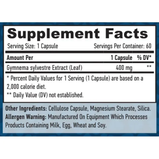 HAYA LABS Gymnema Sylvestre Leaf 400 mg / 60 Vcaps