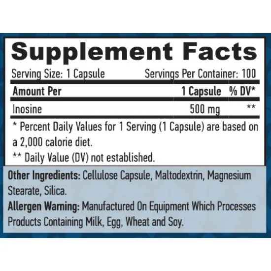 HAYA LABS Inosine 500 mg / 100 Vcaps
