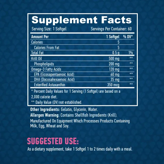 HAYA LABS Krill Oil 500 mg / 60 Softgels
