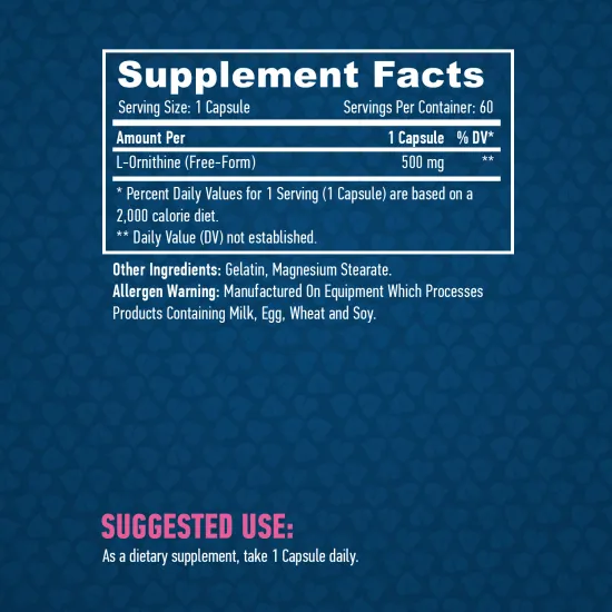 HAYA LABS L-Ornithine 500 mg / 60 Caps