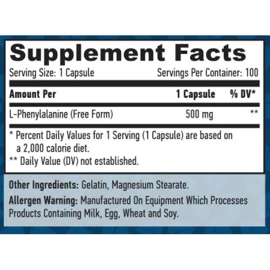 HAYA LABS L-Phenylalanine 500 mg / 100 Caps