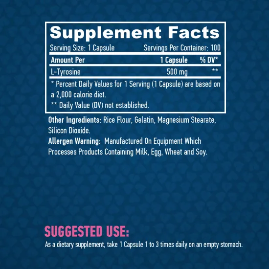 HAYA LABS L-Tyrosine 500 mg / 100 Caps