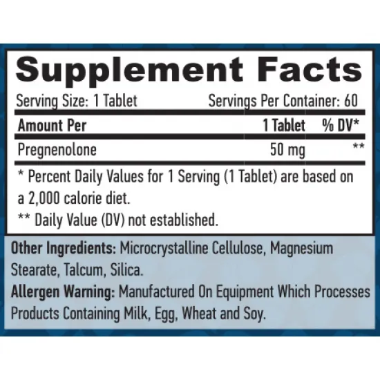 HAYA LABS Pregnenolone 50 mg / 60 Tabs