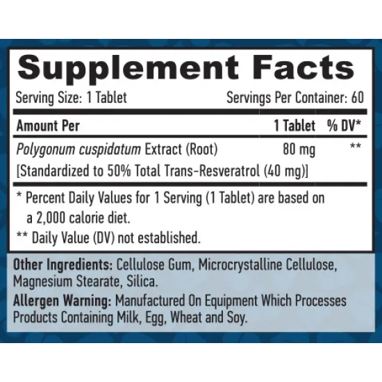 HAYA LABS Resveratrol 40 mg / 60 Tabs