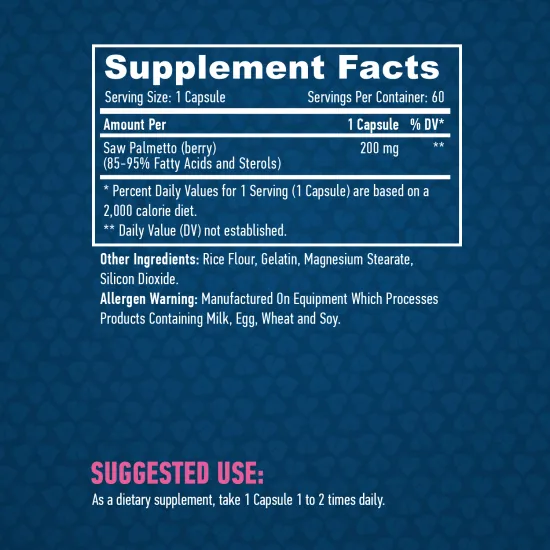 HAYA LABS Saw Palmetto 200 mg / 60 Caps
