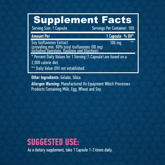 HAYA LABS Soy Isoflavones 80% Extract NON-GMO 100 mg / 100 Caps