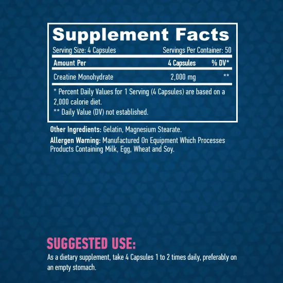 HAYA LABS Sports Creatine Monohydrate 500 mg / 200 Caps