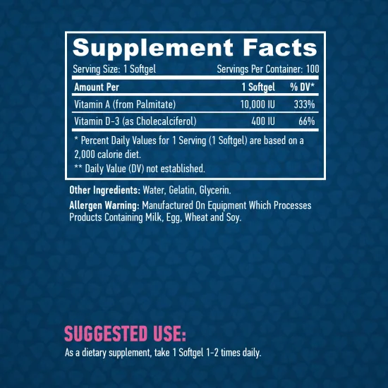 HAYA LABS Vitamin A & D Complex / 100 Softgels