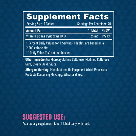 HAYA LABS Vitamin B6 25 mg / 90 Tabs