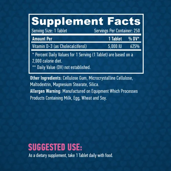 HAYA LABS Vitamin D3 / 5000 IU / 250 Tabs