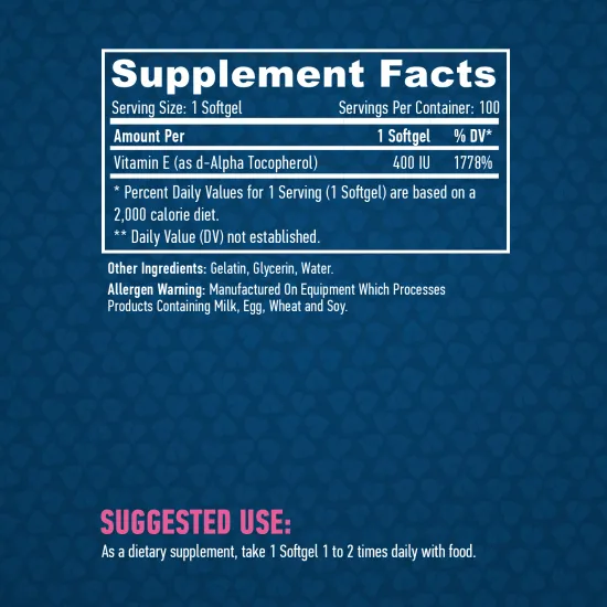 HAYA LABS Vitamin E 400 IU / 100 Softgels