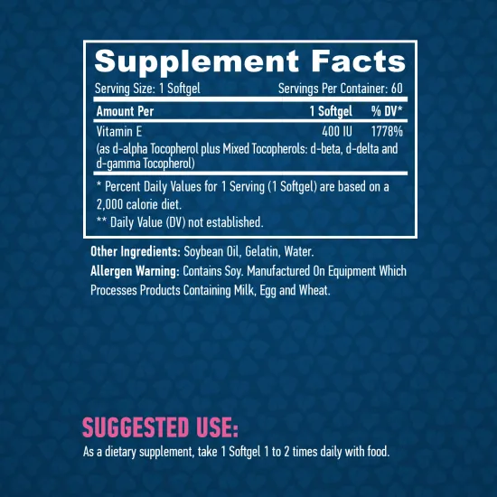 HAYA LABS Vitamin E Mixed Tocopherols 400 IU / 60 Softgels
