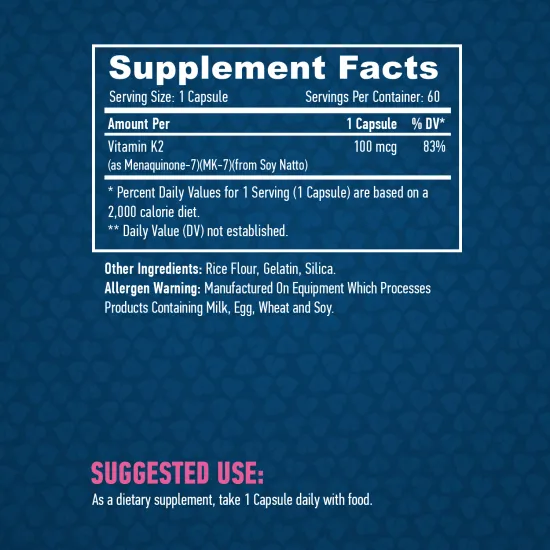 HAYA LABS Vitamin K2-Mk7 100 mcg / 60 Caps