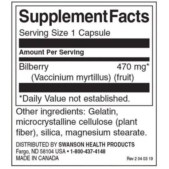 SWANSON Bilberry Fruit 470 mg