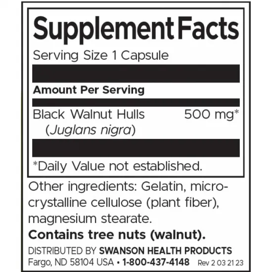 SWANSON Black Walnut Hulls 500 mg