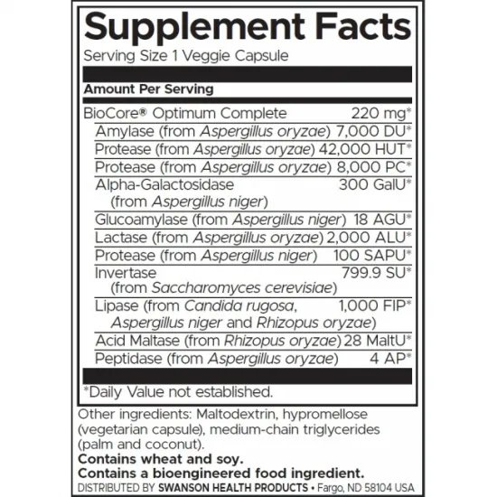 SWANSON Full-Spectrum Enzymes BioCore Optimum Complete