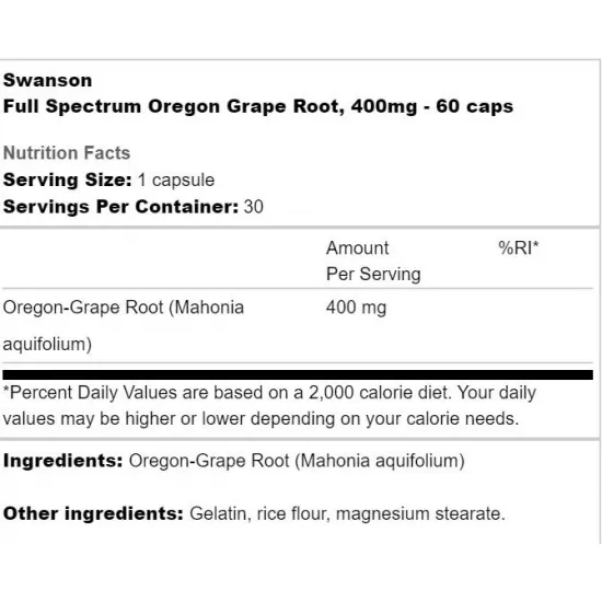 SWANSON Full Spectrum Oregon Grape Root 400 мг