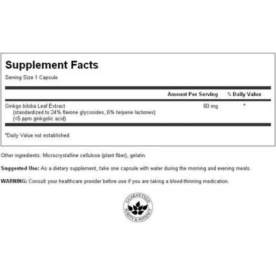 SWANSON Ginkgo Biloba Extract 60 mg