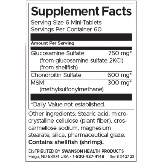 SWANSON Glucosamine, Chondroitin & MSM | Mini Tablets