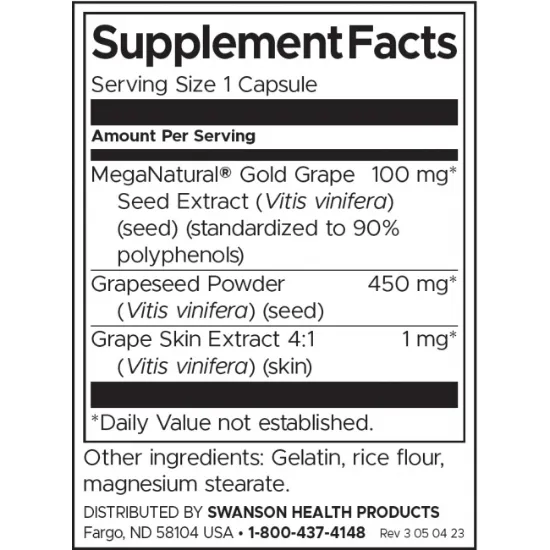 SWANSON Grape Seed Extract with MegaNatural Gold