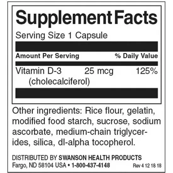 SWANSON High Potency Vitamin D3 1000 IU