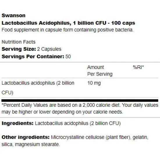 SWANSON Lactobacillus Acidophilus 1 billion CFU