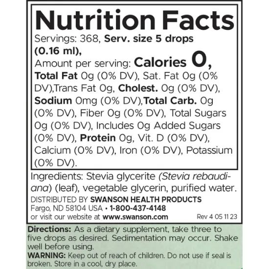 SWANSON Liquid Stevia (Alcohol-Free)