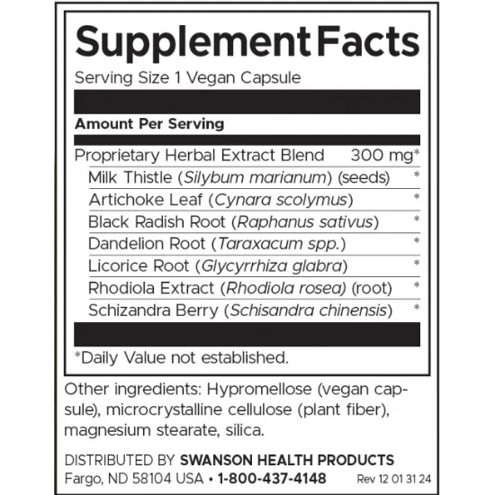 SWANSON Liver Tone Liver Detox Formula 300 mg