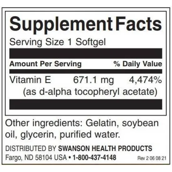 SWANSON Natural Vitamin E 1000 IU