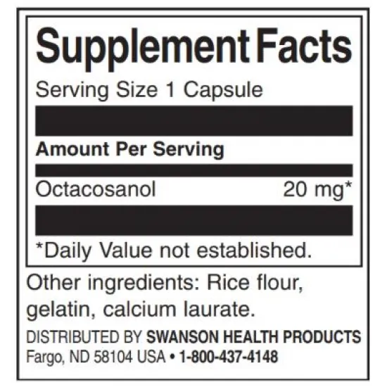 SWANSON Octacosanol 20 mg | Maximum Strength