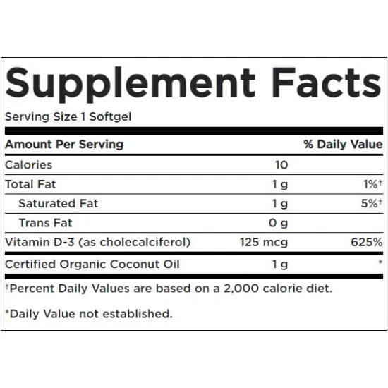 SWANSON Vitamin D-3 5000 IU / with Coconut Oil