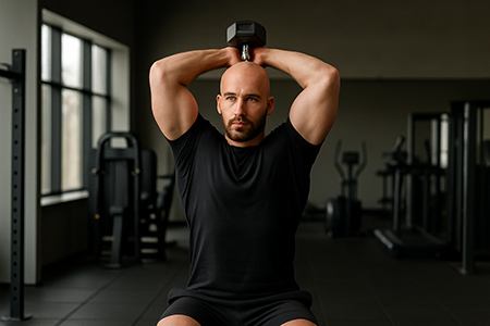 Двустранно трицепсово разгъване с дъмбел